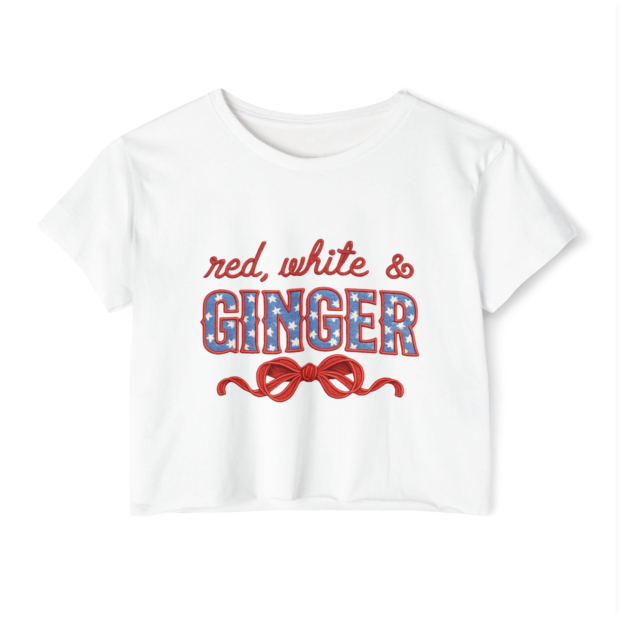 Red, White & GINGER Crop Top — Patriotic Women's Festival Tee