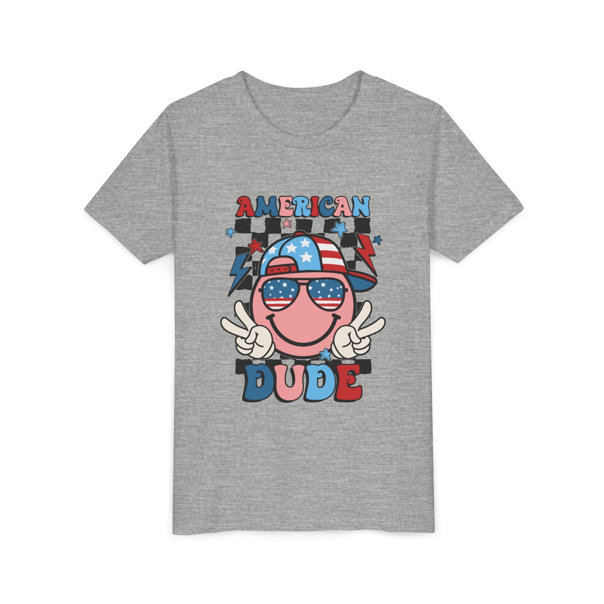 Youth Tee — "American Dude" Patriotic Kids T-Shirt (4th of July)