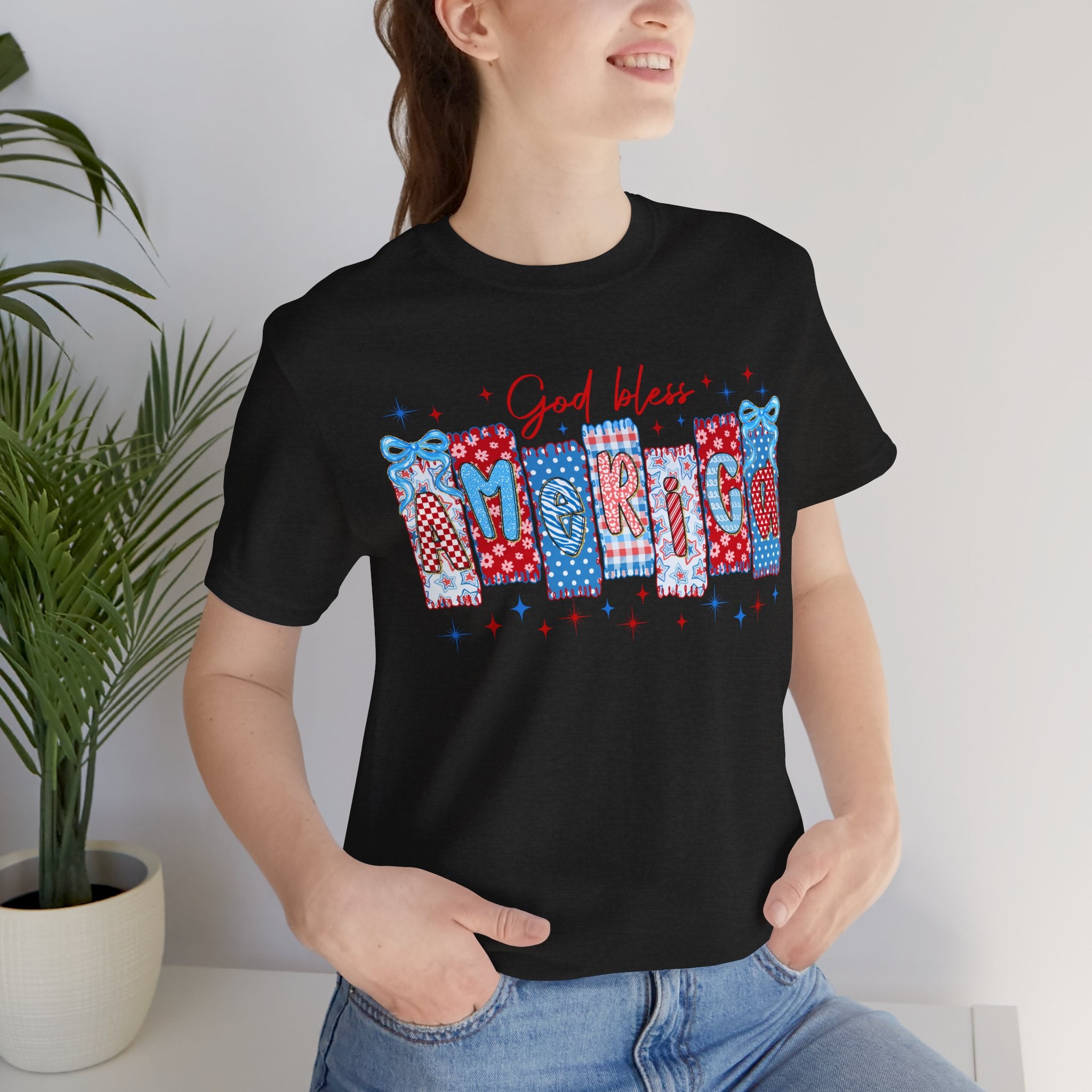 God Bless America Patriotic T-Shirt — Red, White & Blue 4th of July Tee