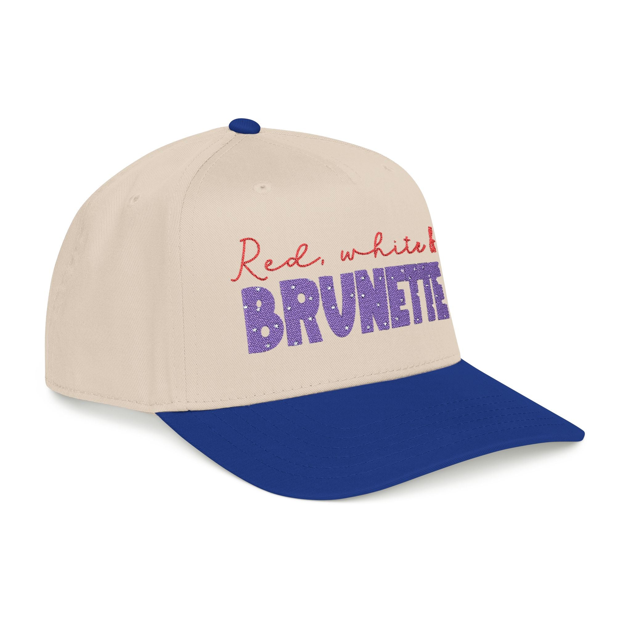 Red white brunette mid Profile Baseball Cap