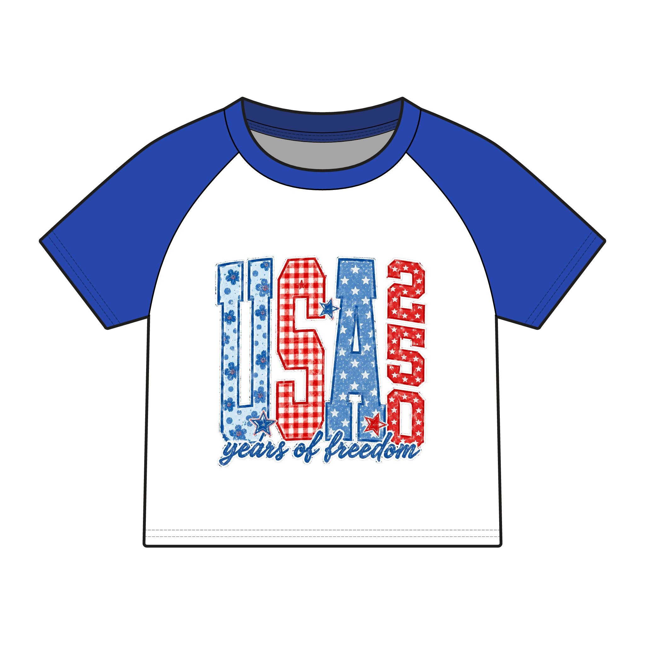 USA 2450 "Years of Freedom" Raglan Tee — Patriotic 4th of July Women's Tee