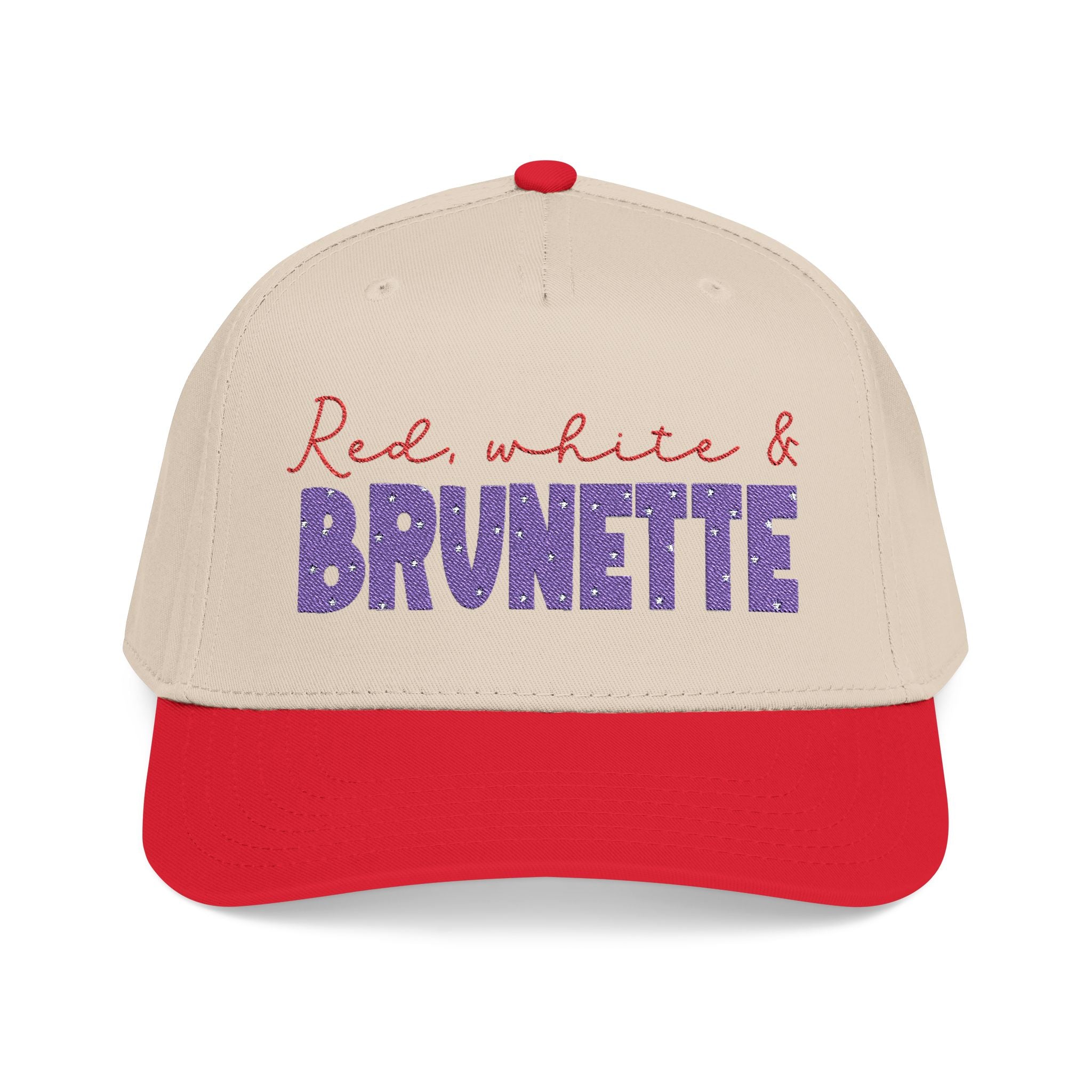 Red white brunette mid Profile Baseball Cap