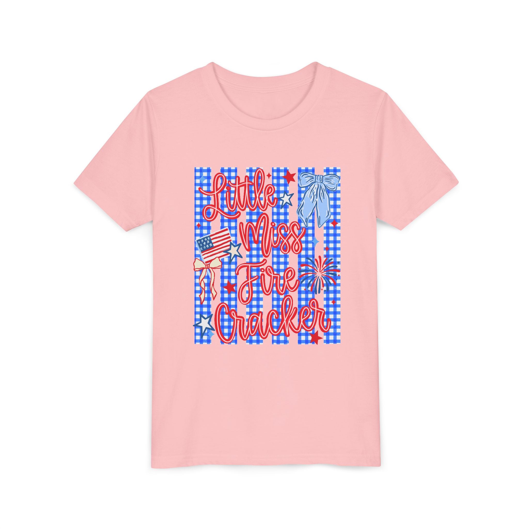 Youth Tee — "Little Miss Firecracker" Patriotic 4th of July Kids Shirt