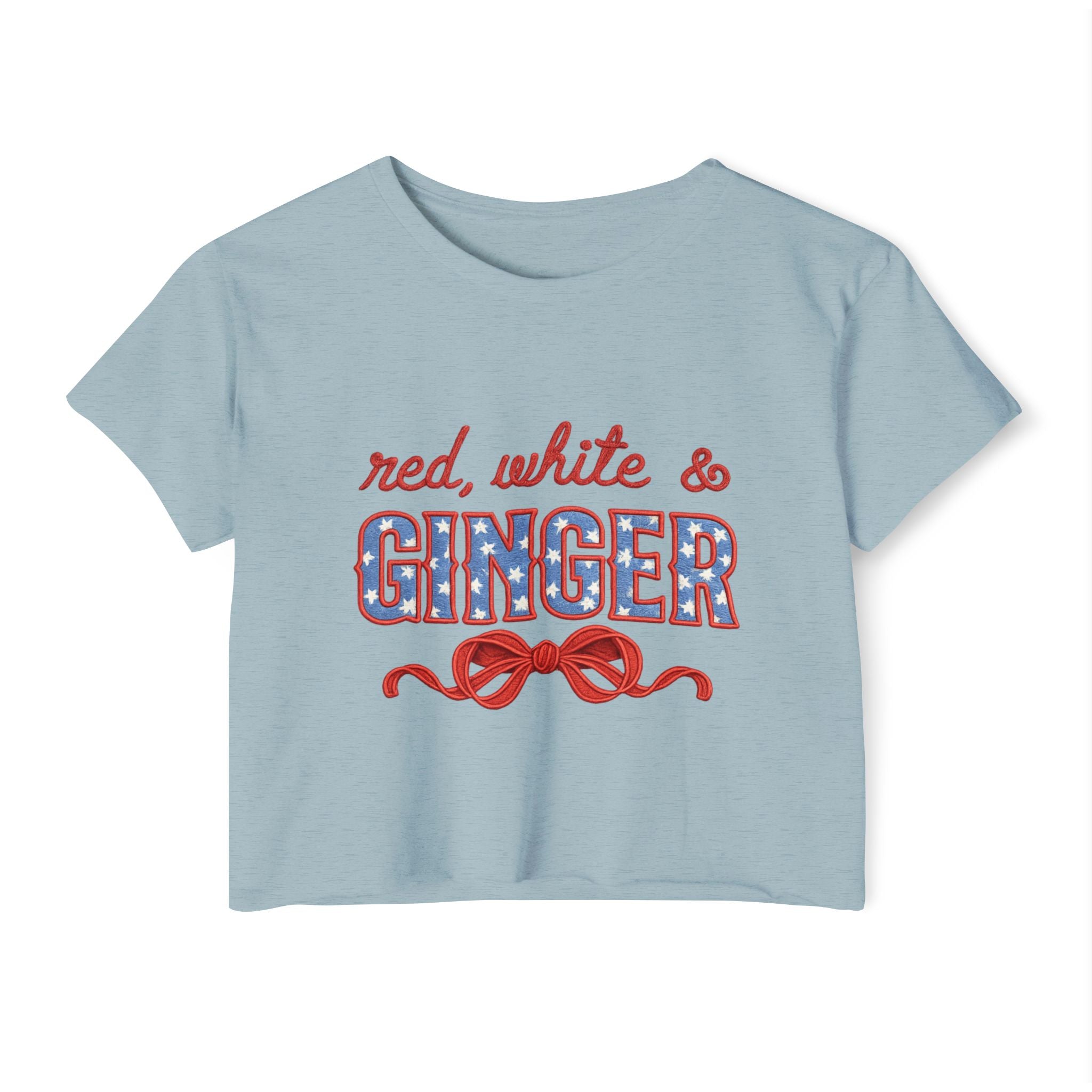 Red, White & GINGER Crop Top — Patriotic Women's Festival Tee