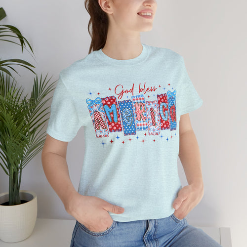 God Bless America Patriotic T-Shirt — Red, White & Blue 4th of July Tee