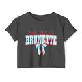 Red, White & Brunette Festival Crop Top — Patriotic 4th of July Graphic Tee