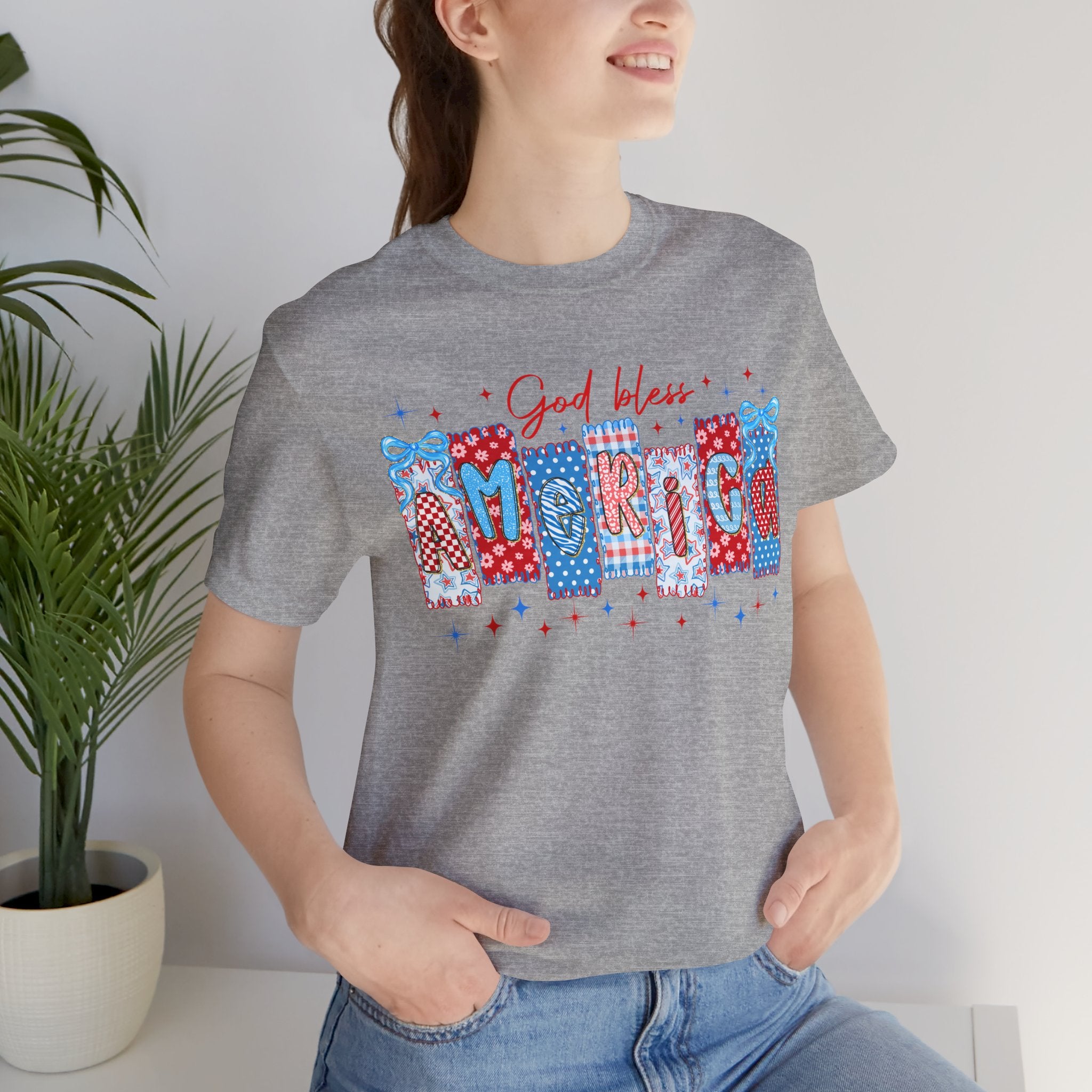 God Bless America Patriotic T-Shirt — Red, White & Blue 4th of July Tee