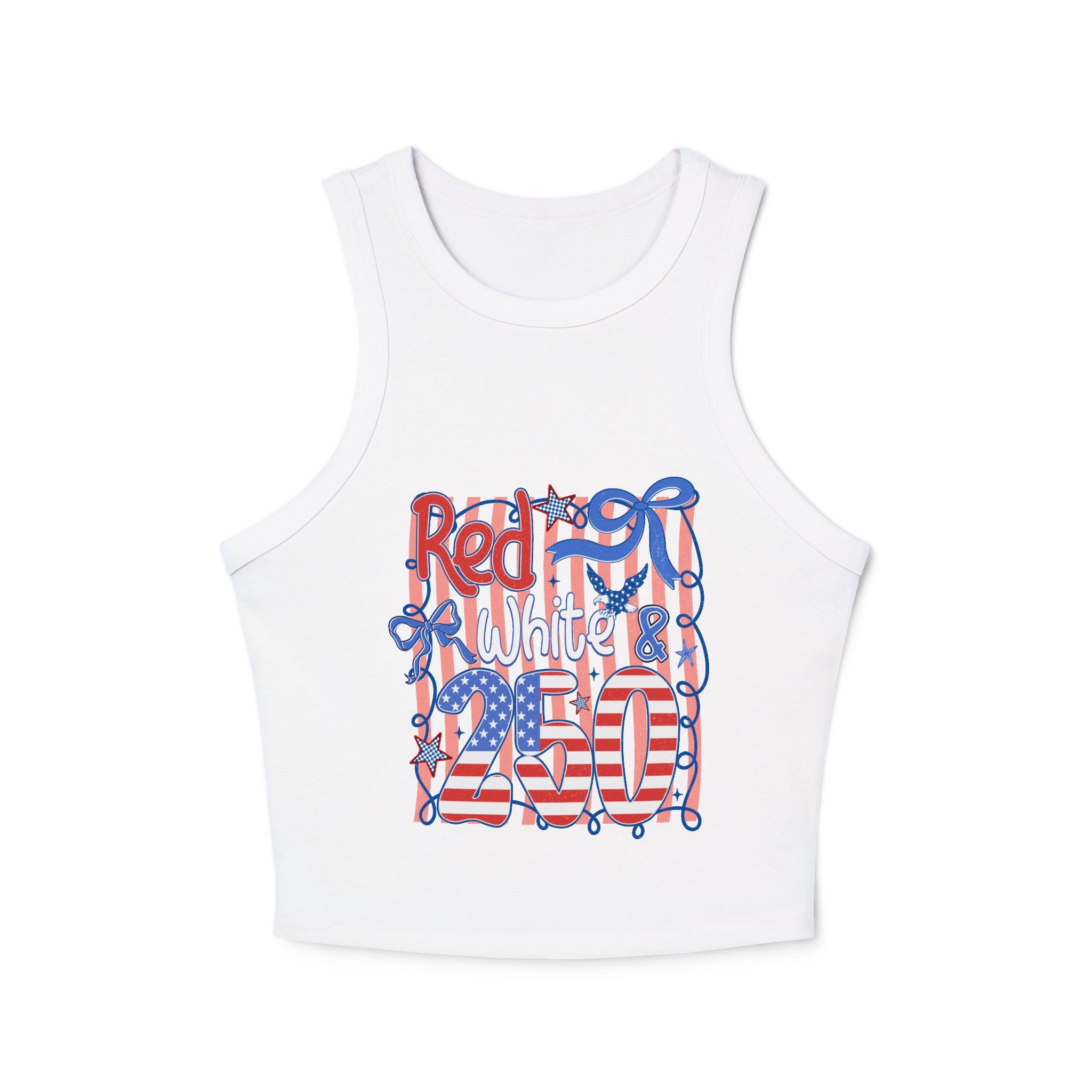 Women's Red White & 4th Racer Tank — Patriotic 4th of July Crop Top