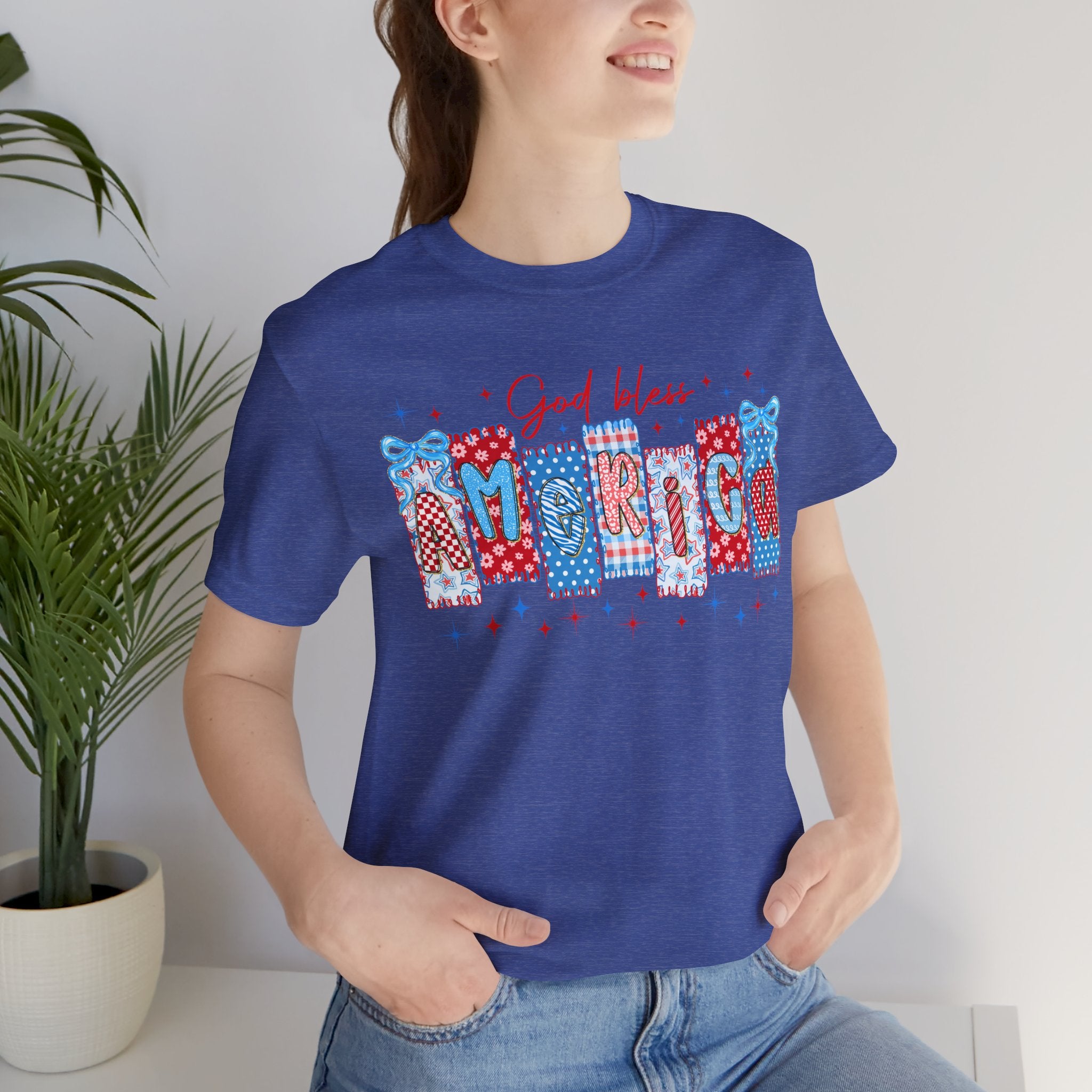 God Bless America Patriotic T-Shirt — Red, White & Blue 4th of July Tee