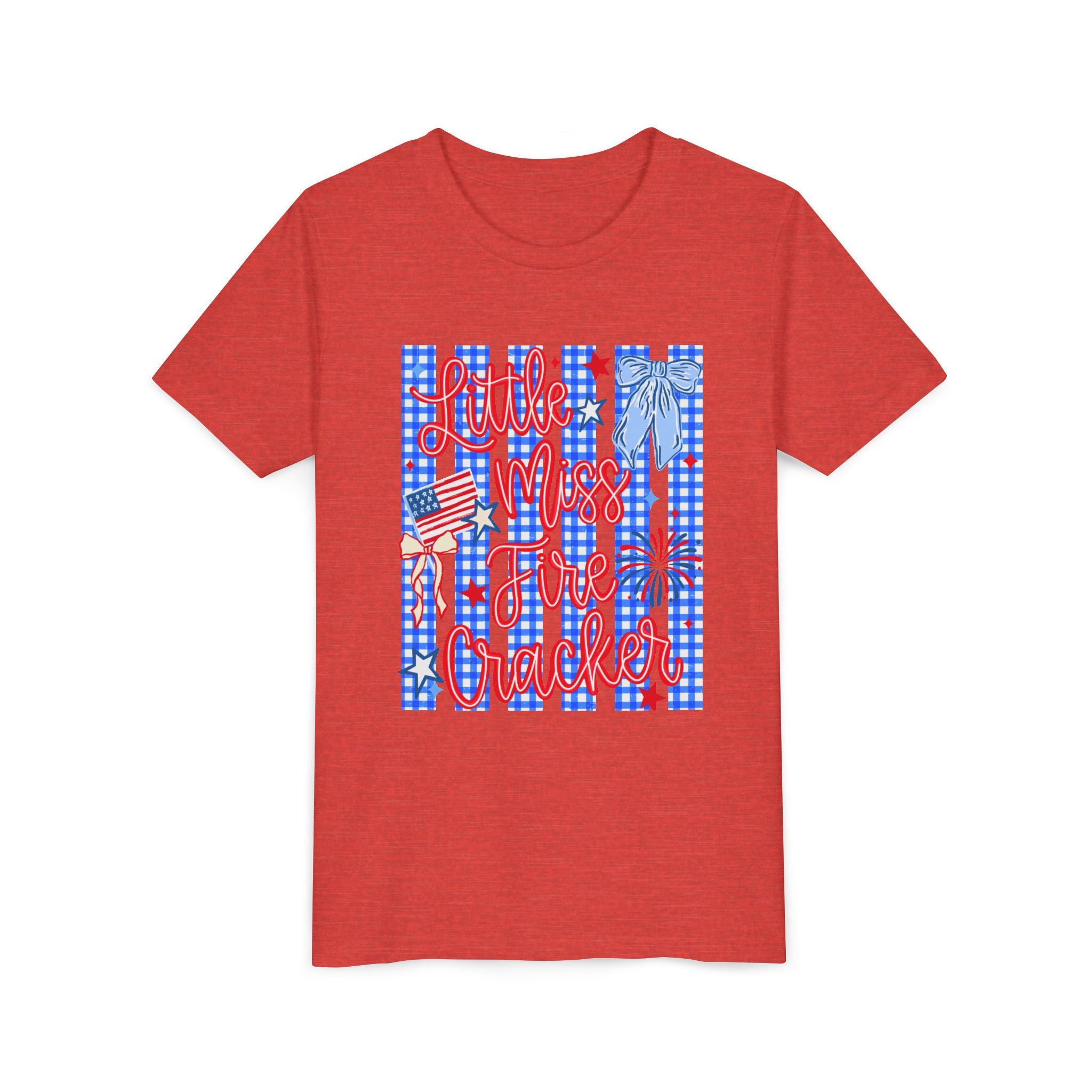 Youth Tee — "Little Miss Firecracker" Patriotic 4th of July Kids Shirt