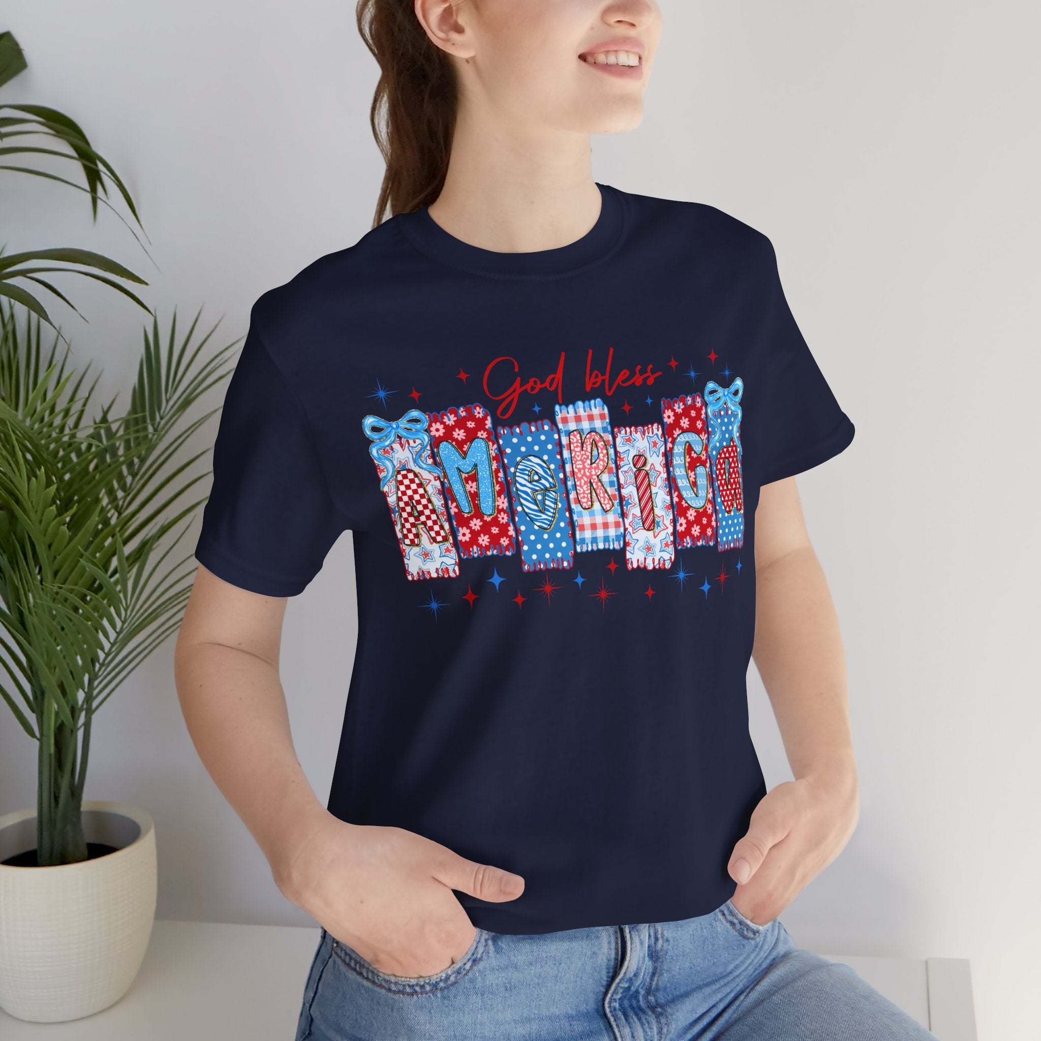 God Bless America Patriotic T-Shirt — Red, White & Blue 4th of July Tee